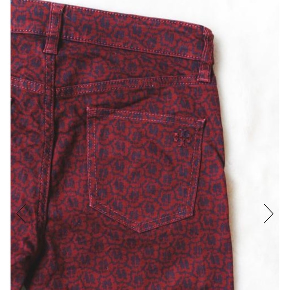Tory Burch $225 Maroon Burgundy Red and Navy Denim - Picture 4 of 12